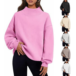 Pullover Sweatshirt Solid Color Loose  Hoodie