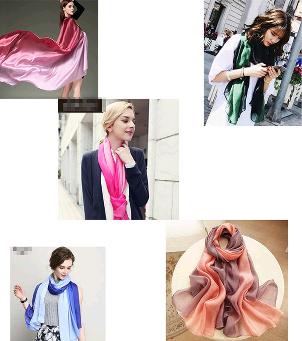 new gradient color scarf women's Europe and the United States hot silk scarf sunscreen shawl beach towel