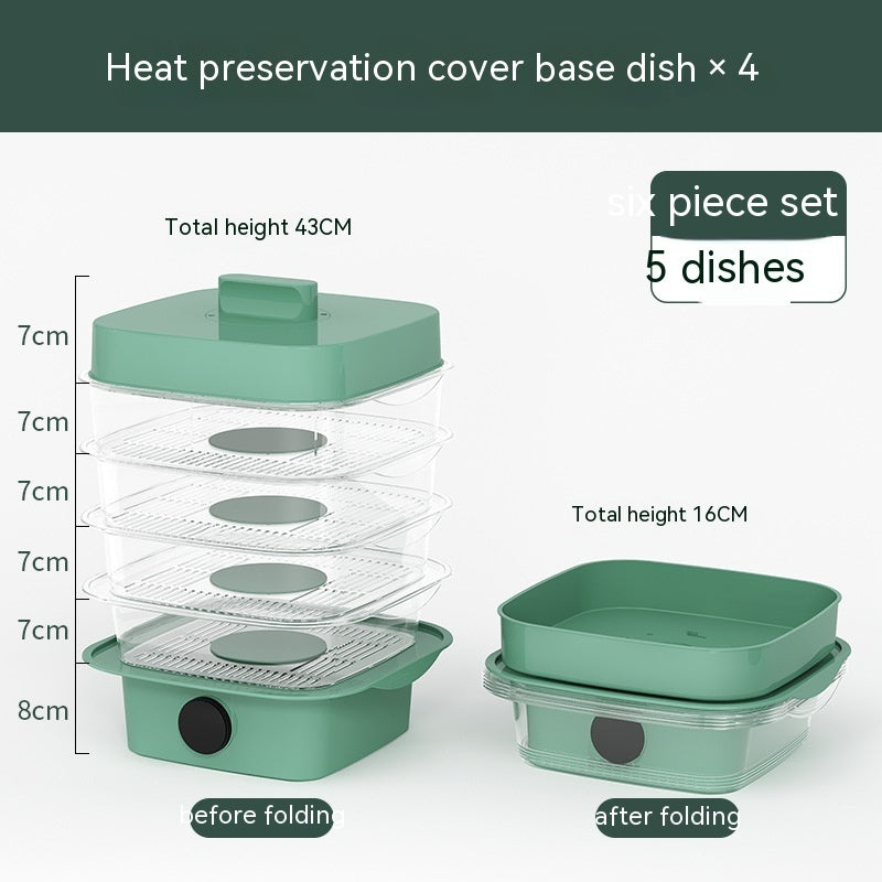 Multi-layer Dish Cover Heat Preservation Kitchen Cover Dining Table Leftover Storage Box Transparent Stack Cooking Hood Steamer