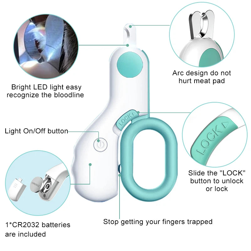 Professional Pet Nail Clipper LED Light