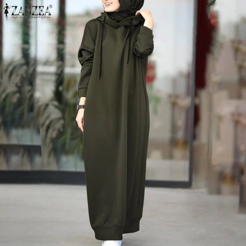 Women Winter Pullovers Casual Long Sleeve Maxi dress