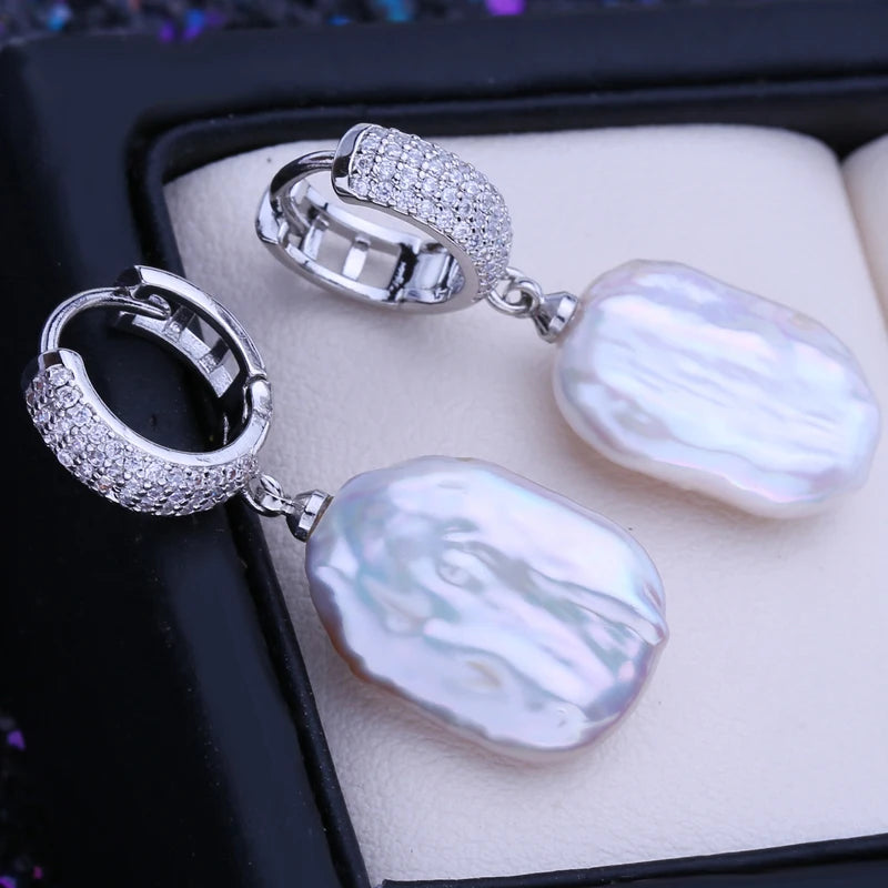 Big Baroque Pearl Drop Earrings Bridal Jewelry Gifts