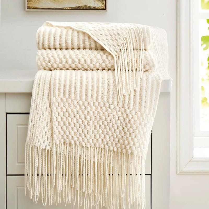 White Boho Throw Blankets  Blanket Cover Manta Para Sofá