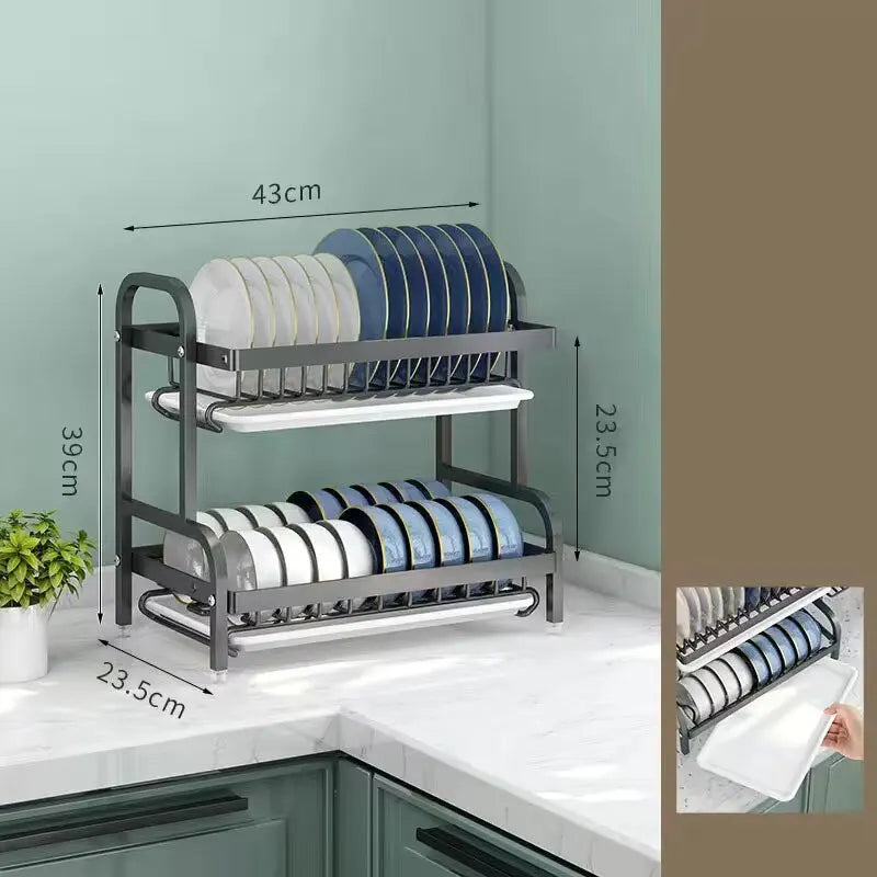 Dish Drying Rack 2-Tier Compact Kitchen Dish Rack