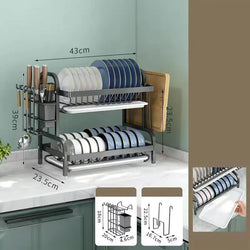 Dish Drying Rack 2-Tier Compact Kitchen Dish Rack