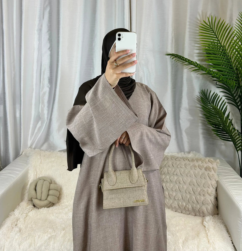 Plain Linen Closed Abaya| Muslim Hijab Dress