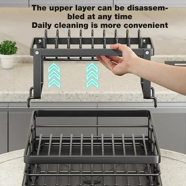 Dish Drying Rack Adjustable Kitchen Plates Organizer