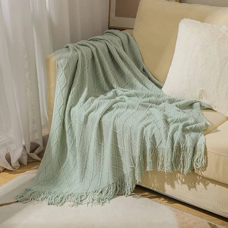 White Boho Throw Blankets  Blanket Cover Manta Para Sofá