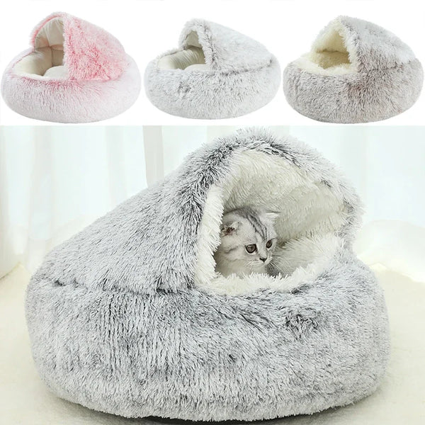 Winter Plush Pet Cat Bed Round Cat Cushion