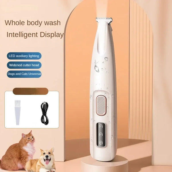 New Dog Paw Trimmer with LED Light  Waterproof Pet Hair Trimmer