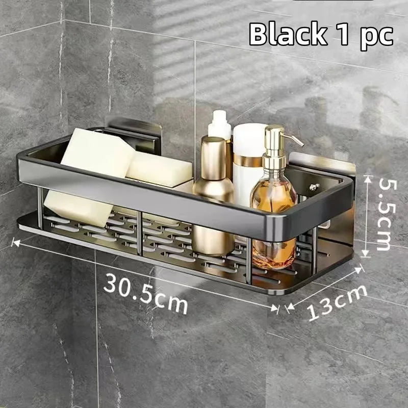 Wall Mounted 2 Tier Shelf No Drill Bathroom Shampoo Holder