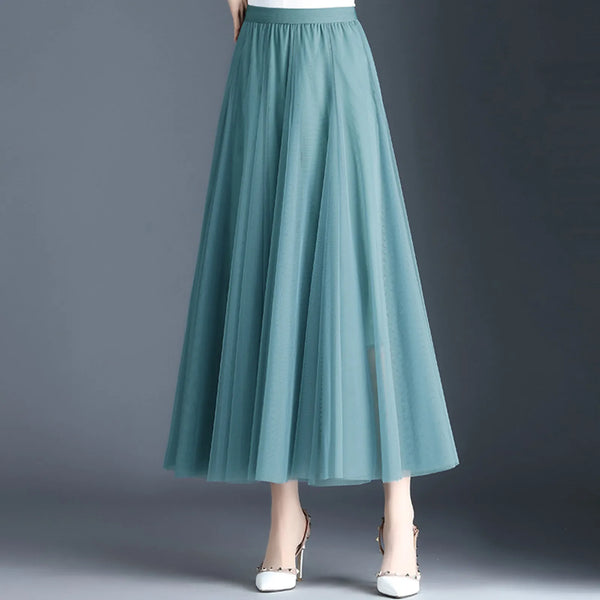 Chic Summer Women Pleated Long Skirt