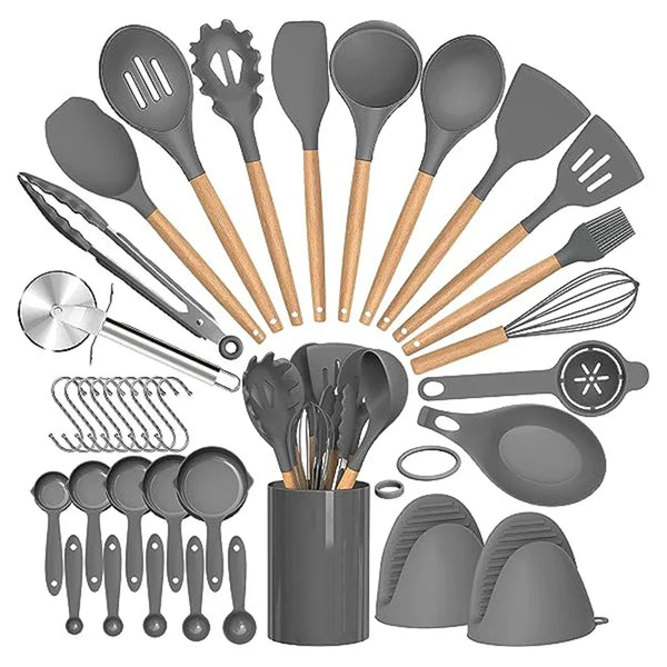 36pcs silicone utensil cooking set with holder