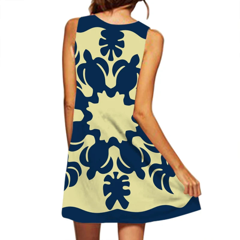 New  V-neck Sleeveless Printed Midi Dress