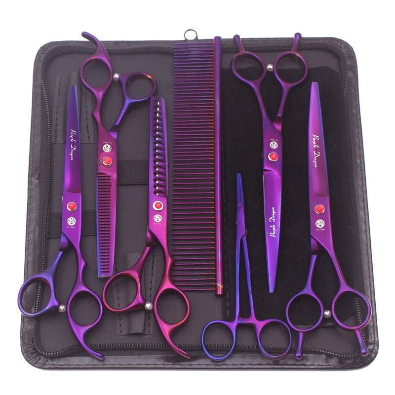 Purple Dragon Dog Grooming Scissors Kit