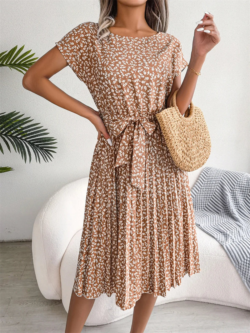 Women Spring Summer Short Sleeve  Dress