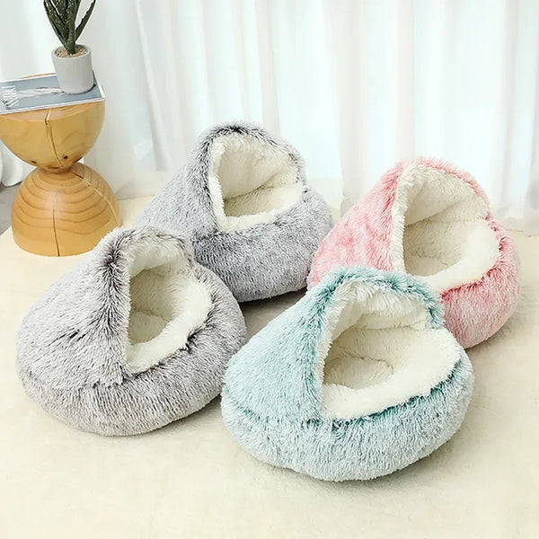 Winter Plush Pet Cat Bed Round Cat Cushion