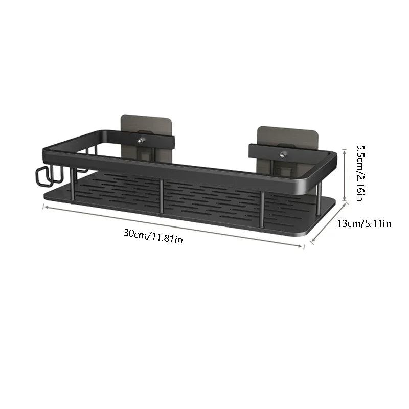 Wall Mounted 2 Tier Shelf No Drill Bathroom Shampoo Holder