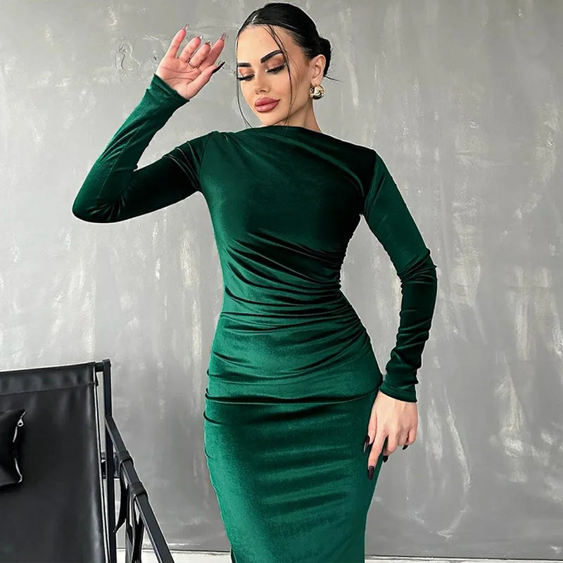 Summer Long Sleeve Midi Dress For Women