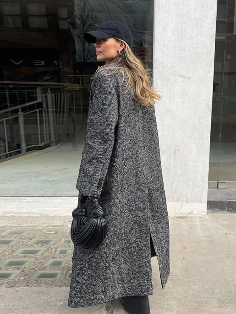 Gray Woolen Overcoat For Women