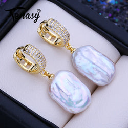 Big Baroque Pearl Drop Earrings Bridal Jewelry Gifts