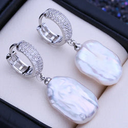 Big Baroque Pearl Drop Earrings Bridal Jewelry Gifts