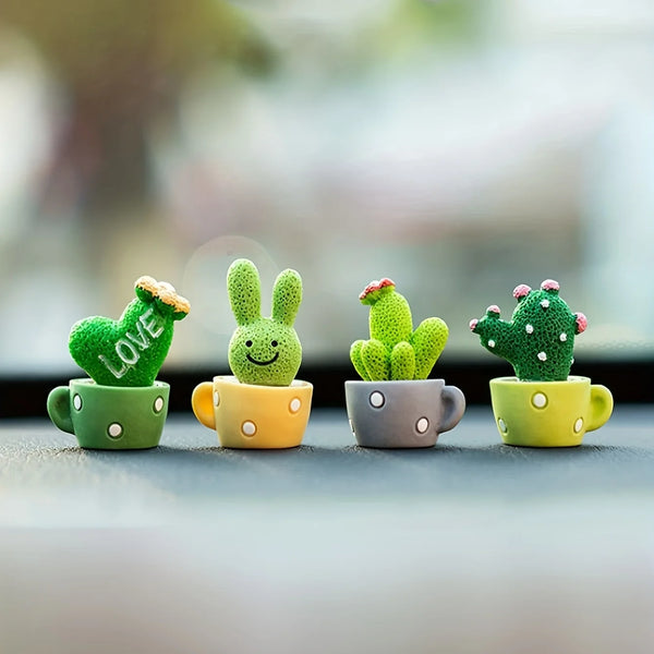 1 Set Of 4, Resin Succulent Cactus