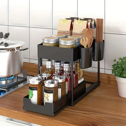 2 Tier Under Sink Organizer Sliding Cabinet Basket