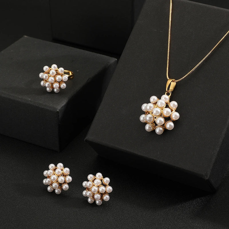 High quality Rings Earrings Necklace snowflake Jewelry Set for Women