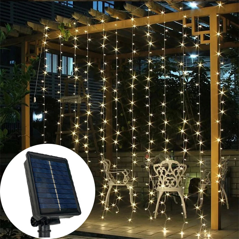 Solar Powered LED Curtain  Christmas Solar Lamp