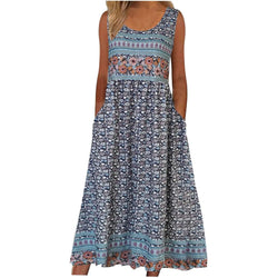 summer new print sleeveless pullover Long dress