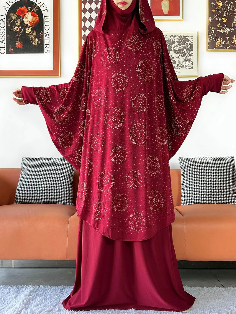 Abaya Set Women Prayer Dress Hijab| Long Khimar Skirt