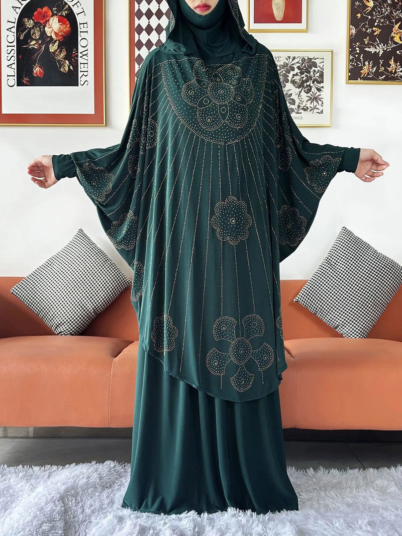 Abaya Set Women Prayer Dress Hijab| Long Khimar Skirt