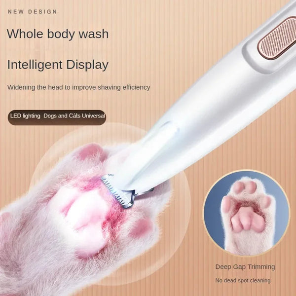 New Dog Paw Trimmer with LED Light  Waterproof Pet Hair Trimmer