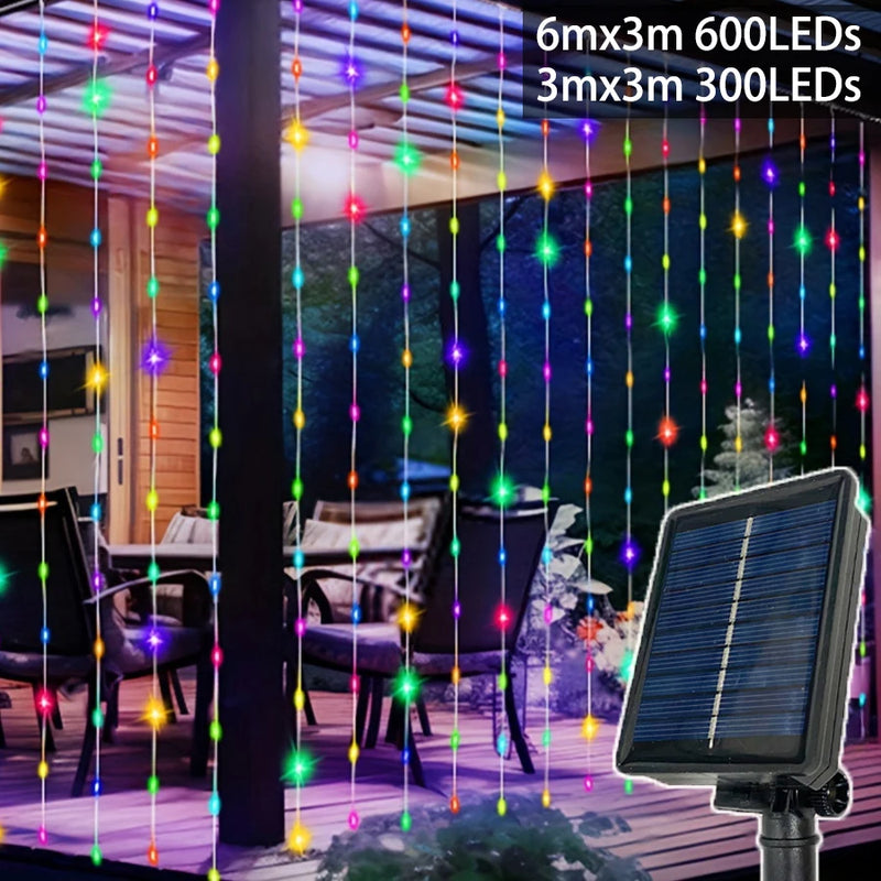 Solar Powered LED Curtain  Christmas Solar Lamp