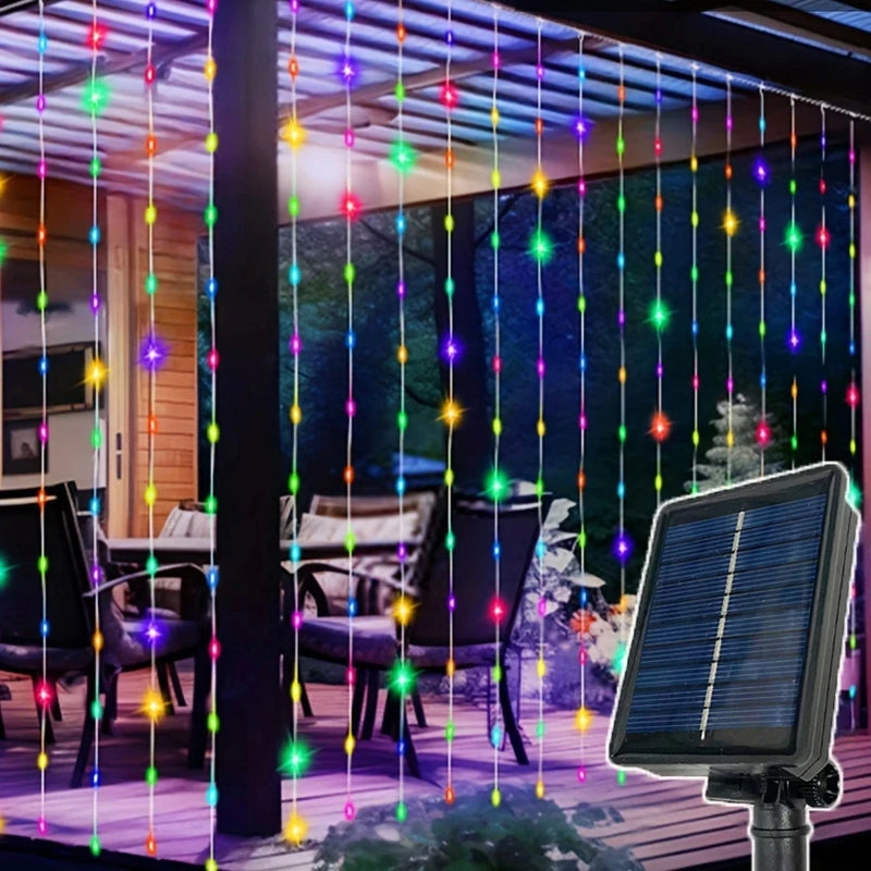 Solar Powered LED Curtain  Christmas Solar Lamp