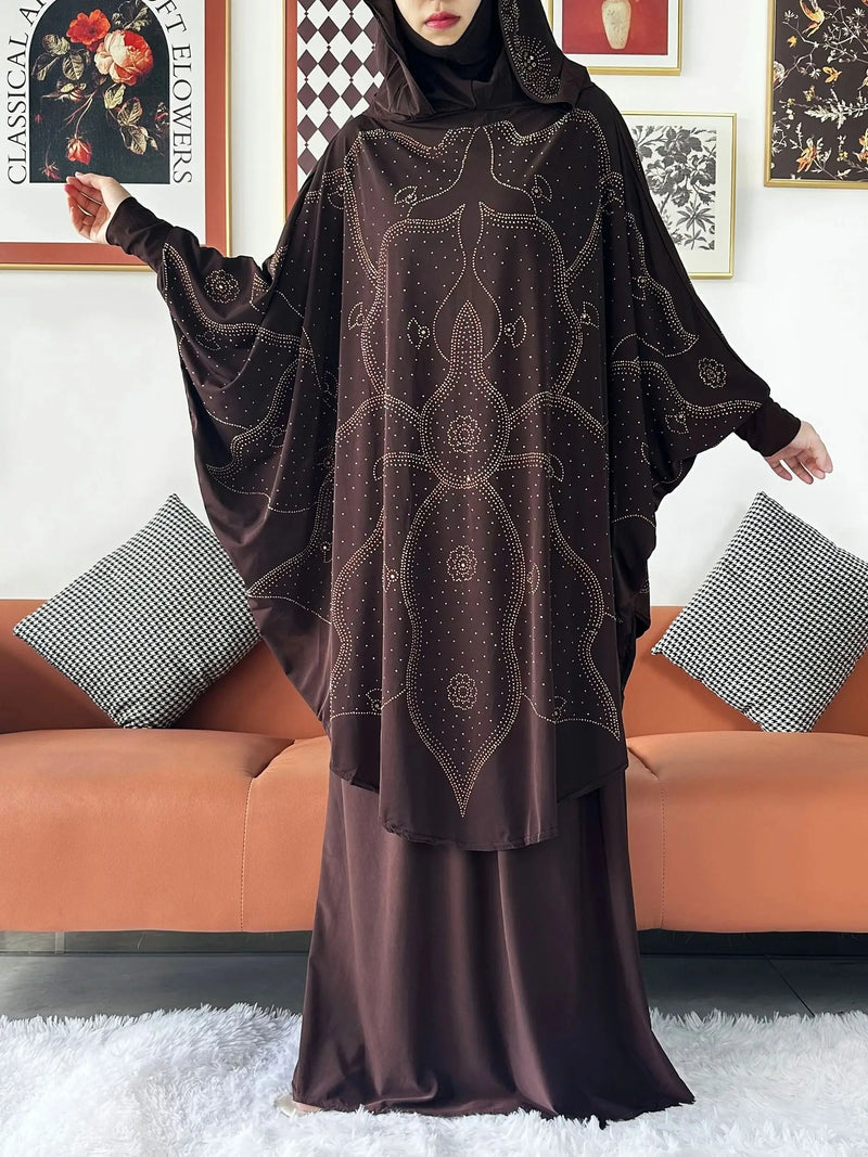 Abaya Set Women Prayer Dress Hijab| Long Khimar Skirt