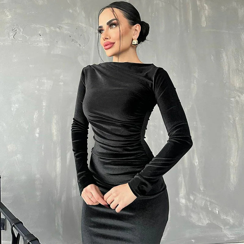 Summer Long Sleeve Midi Dress For Women