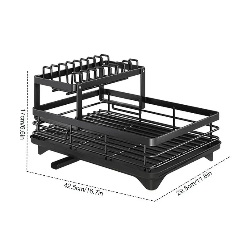 Dish Drying Rack Adjustable Kitchen Plates Organizer