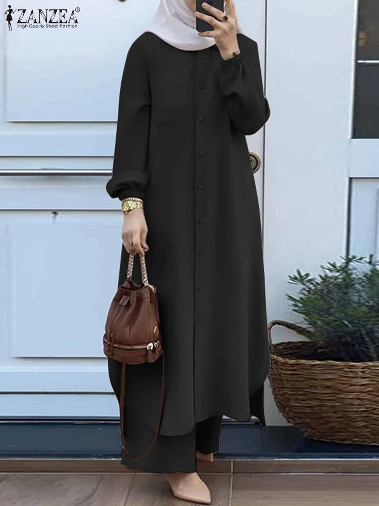 Dubai Abaya Women Long Sleeve Shirt Set