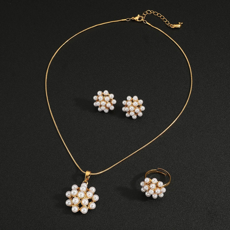 High quality Rings Earrings Necklace snowflake Jewelry Set for Women