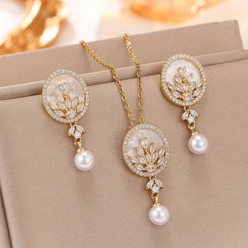 Shell two-piece Set For Sale Women's Earrings Ins Trend Light Luxury  Gift