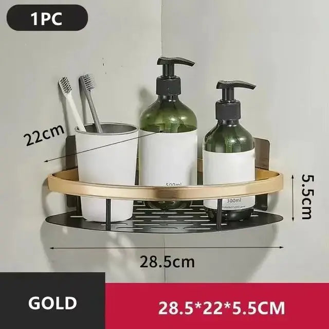 Wall Mounted 2 Tier Shelf No Drill Bathroom Shampoo Holder