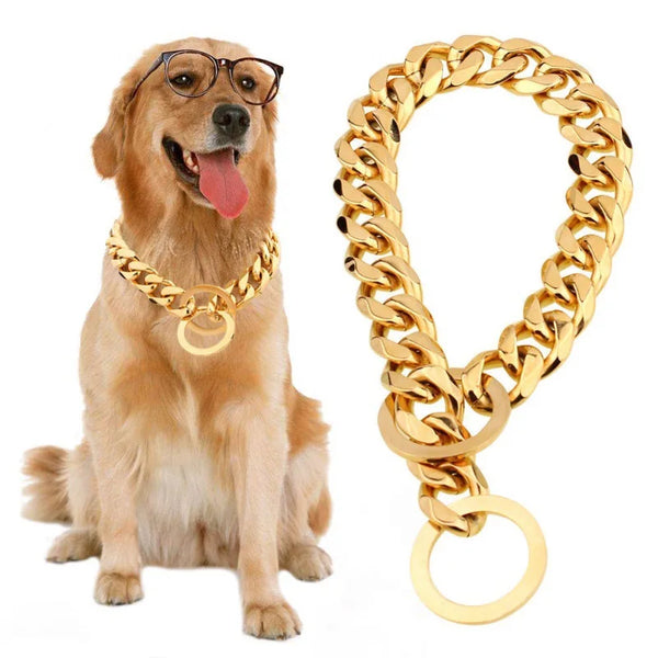 Luxury Pet Dog Collar Gold Chain Necklace