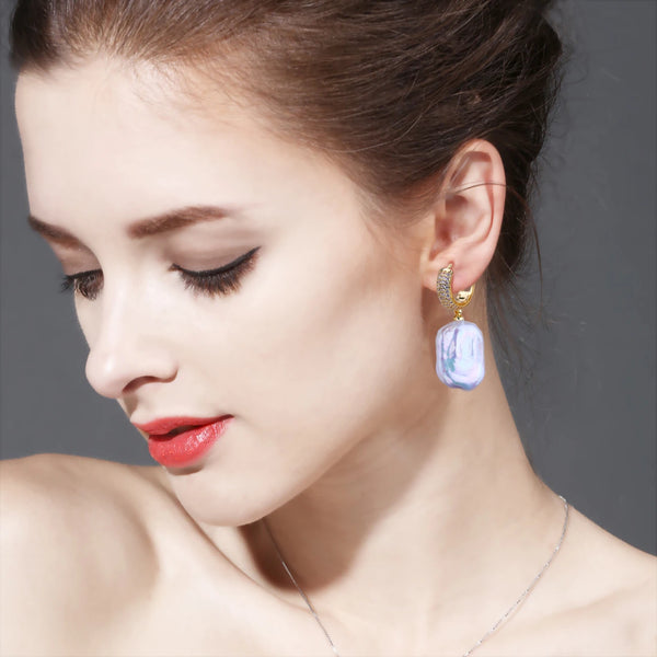 Big Baroque Pearl Drop Earrings Bridal Jewelry Gifts